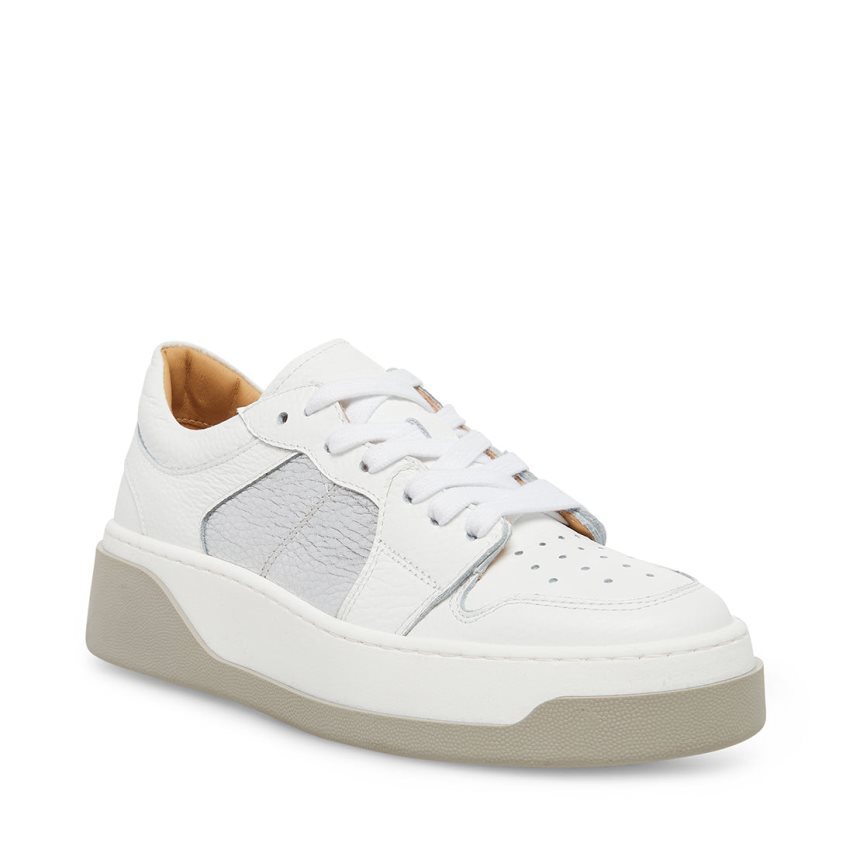 White / Silver Steve Madden Joey Women's Sneakers | PH 3042NUE